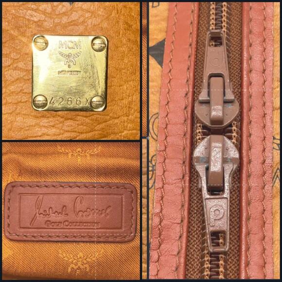 MCM Vintage Visetos Monogram Canvas Toiletry Barrel Bag Nappa Leather Trim - Picture 11 of 16